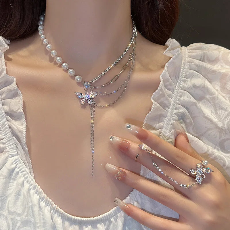 316L Stainless Steel    Upscale Jewelry Interweave Weaving Charms Snake Chain Choker Necklaces & Pendant For Women