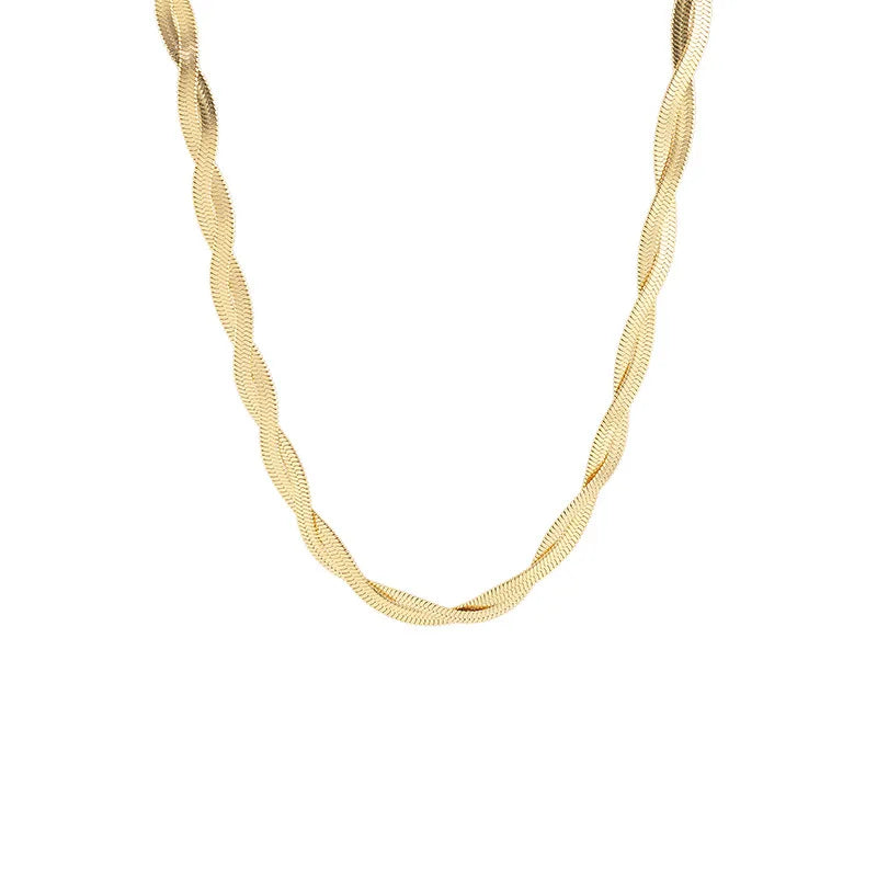 316L Stainless Steel    Upscale Jewelry Interweave Weaving Charms Snake Chain Choker Necklaces & Pendant For Women