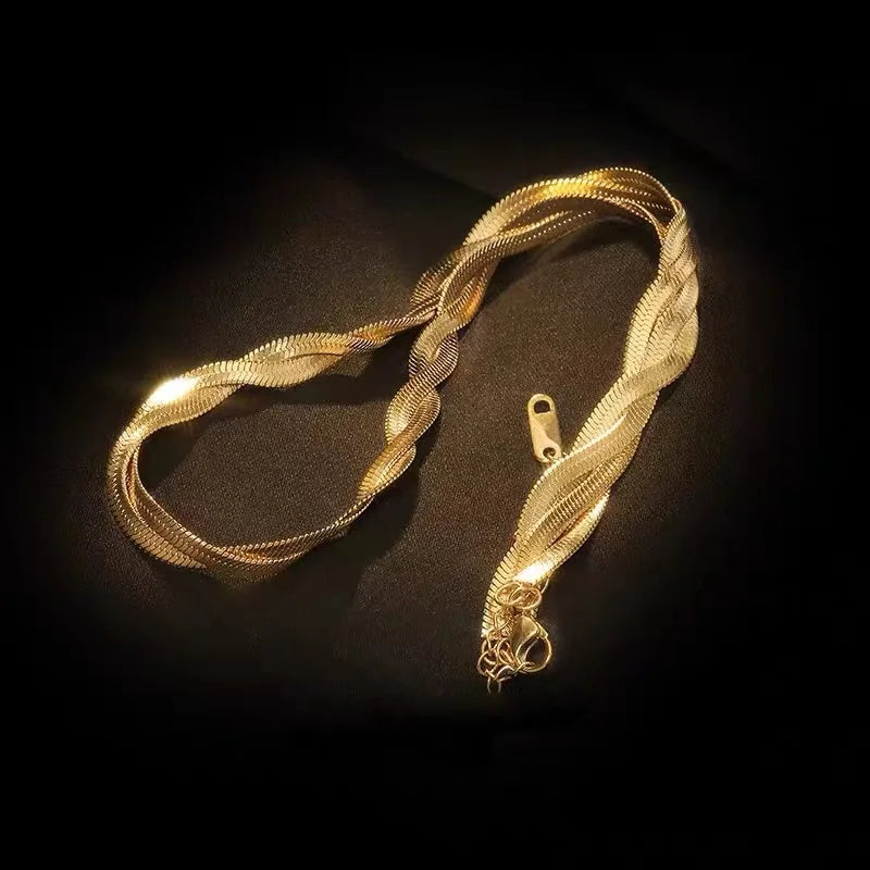 316L Stainless Steel    Upscale Jewelry Interweave Weaving Charms Snake Chain Choker Necklaces & Pendant For Women
