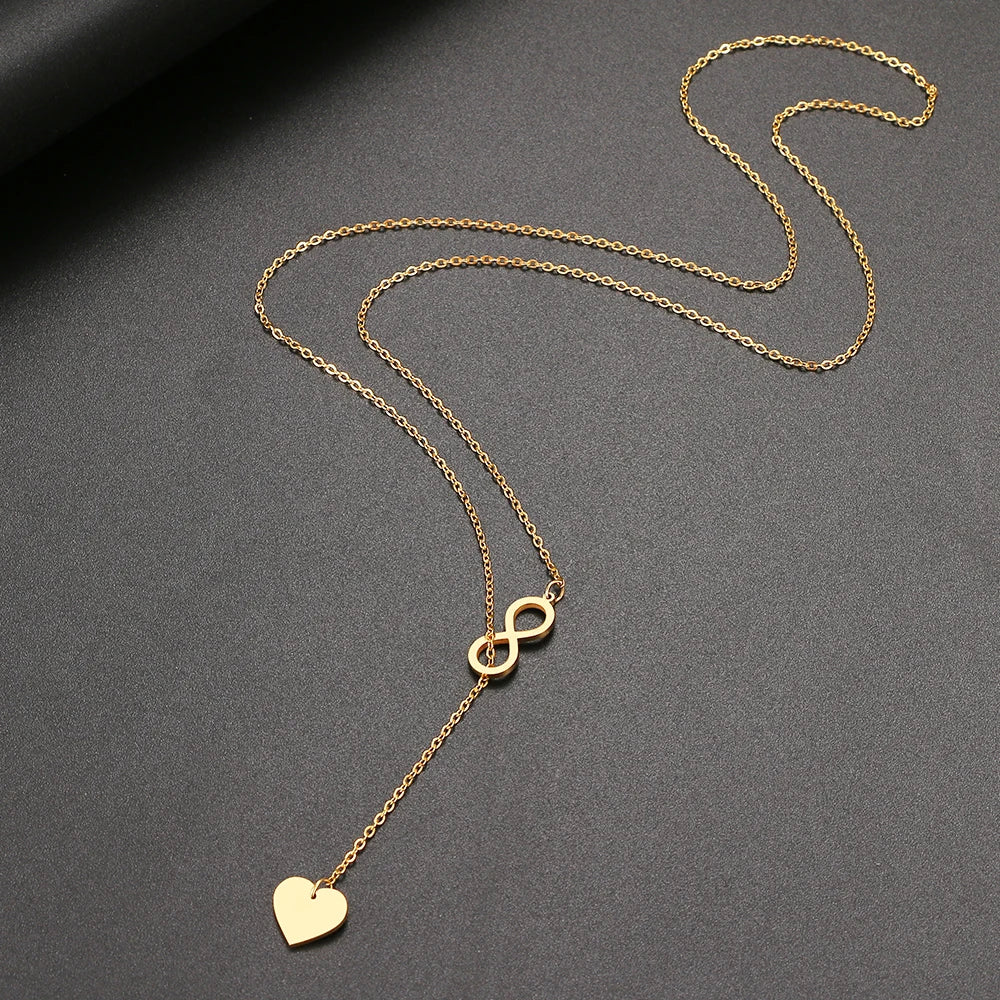 316L Stainless Steel  "8" And Heart Shape Pendant Layered style Necklace For Women Jewelry Party Friend Gifts  New