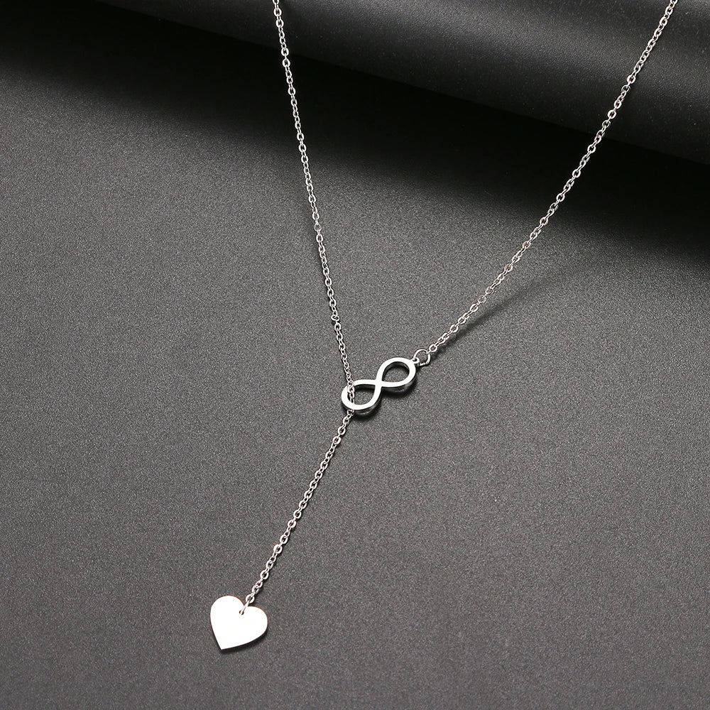 316L Stainless Steel  "8" And Heart Shape Pendant Layered style Necklace For Women Jewelry Party Friend Gifts  New