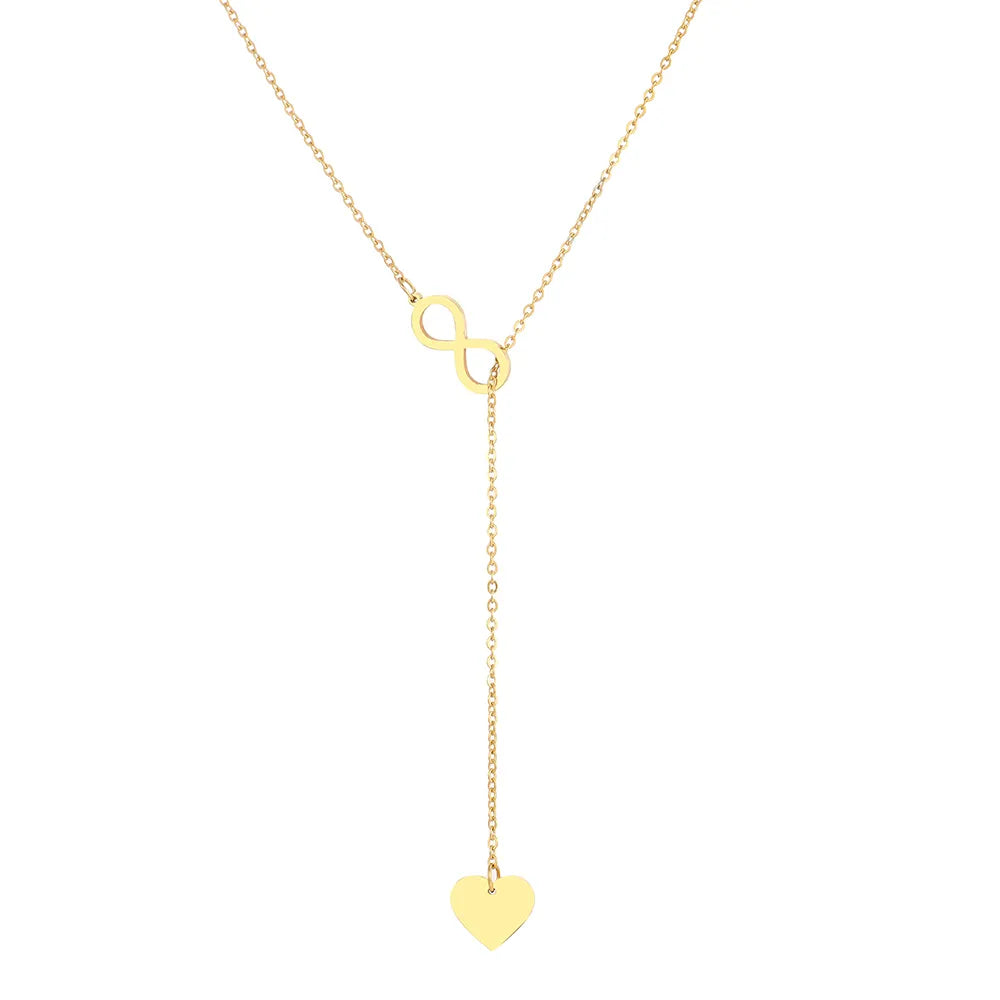 316L Stainless Steel  "8" And Heart Shape Pendant Layered style Necklace For Women Jewelry Party Friend Gifts  New