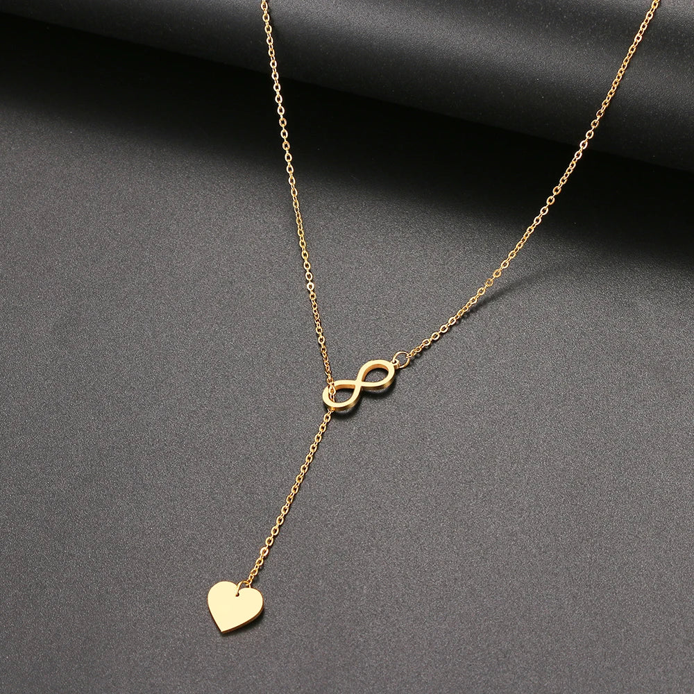 316L Stainless Steel  "8" And Heart Shape Pendant Layered style Necklace For Women Jewelry Party Friend Gifts  New