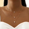Crystal Zircon Heart Star Charm Layered Pendant Necklace Set for Women Charms  Square Rhinestone Female Vintage Jewelry