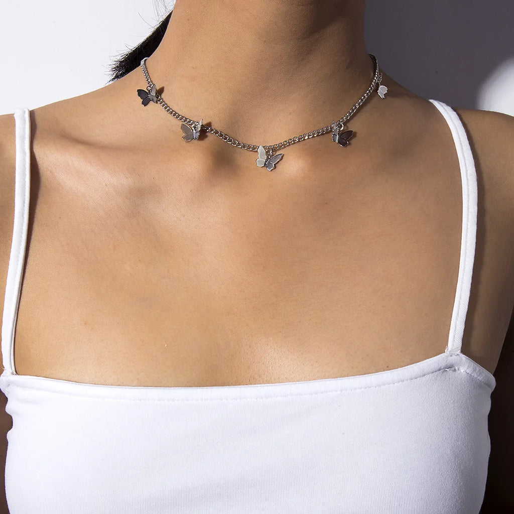 Korean  Flat Snake Chain Herringbone Necklace for Women Jewelry Charm Party Choker Necklace Party Gift Collares Para Muje