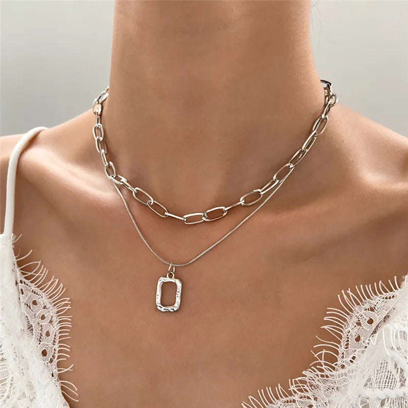 Korean  Flat Snake Chain Herringbone Necklace for Women Jewelry Charm Party Choker Necklace Party Gift Collares Para Muje