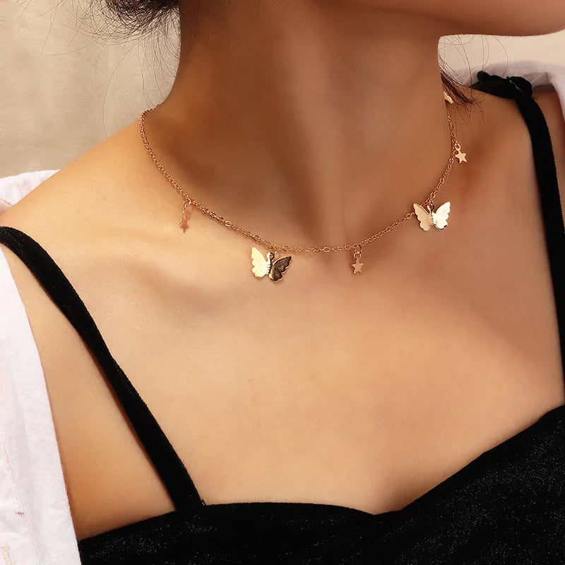 Korean  Flat Snake Chain Herringbone Necklace for Women Jewelry Charm Party Choker Necklace Party Gift Collares Para Muje