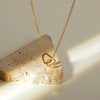 OIMG 316L Stainless Steel Not Fade Simple  Double Heart Interlocking Pendant Necklace For Women Girl Eternal Love Jewelry