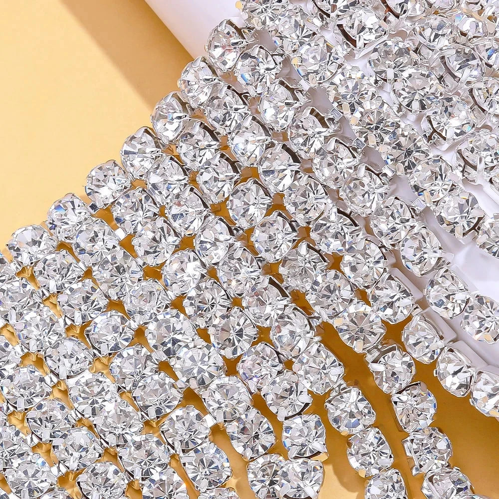 Personality Rhinestone Chunky Choker Necklace for Women Crystal Exaggerated Tassel Choker Chain Luxury Fringe Accessories Gift