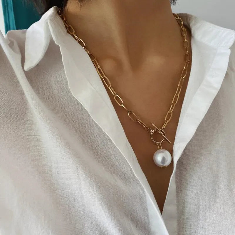 ZOSHI Bohemian Multi Layer Long Necklace for Women Imitation Pearl Choker Necklace Collars Statement Necklace Summer Jewelry