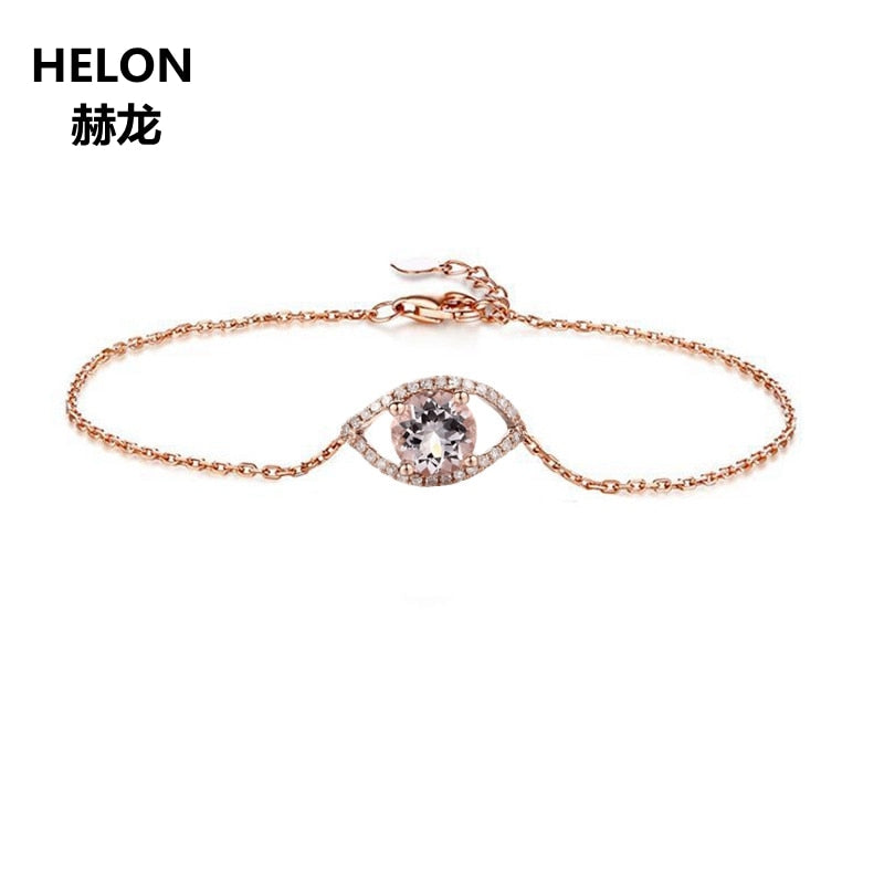 0.65ct Natural Morganite Engagement Bracelet Women Solid 18k Rose Gold Certifed Diamonds Bracelet Chain Fine Jewelry Romantic