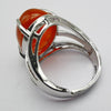 0range Veins Carnelian Stone Oval Bead GEM Finger Ring Jewelry Size 8-9 X279