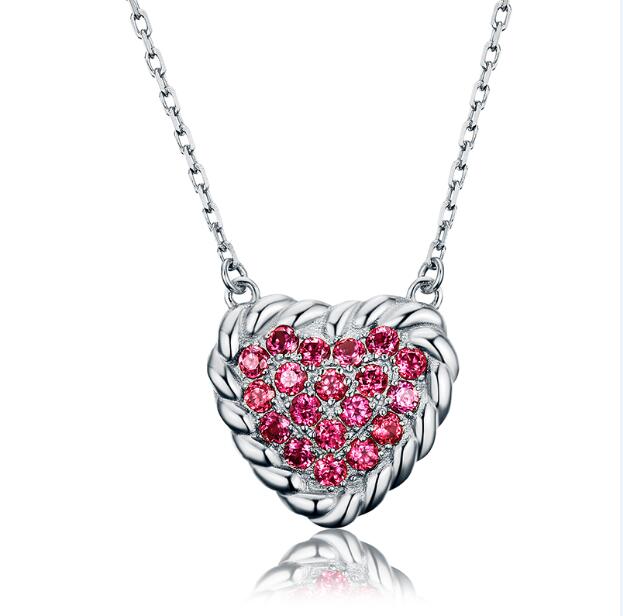 1.0ct Natural Pink Pyrope Garnet Heart 925 Sterling Silver Necklace Fine Peach Heart Pendant Necklaces Silver 925 Jewelry