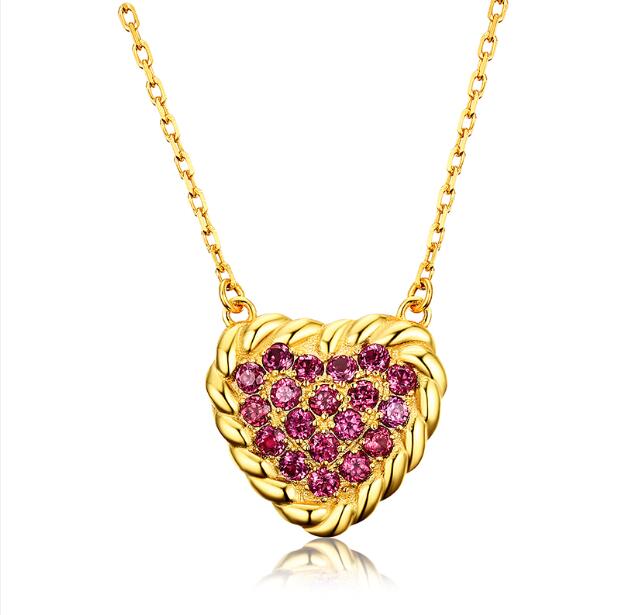 1.0ct Natural Pink Pyrope Garnet Heart 925 Sterling Silver Necklace Fine Peach Heart Pendant Necklaces Silver 925 Jewelry