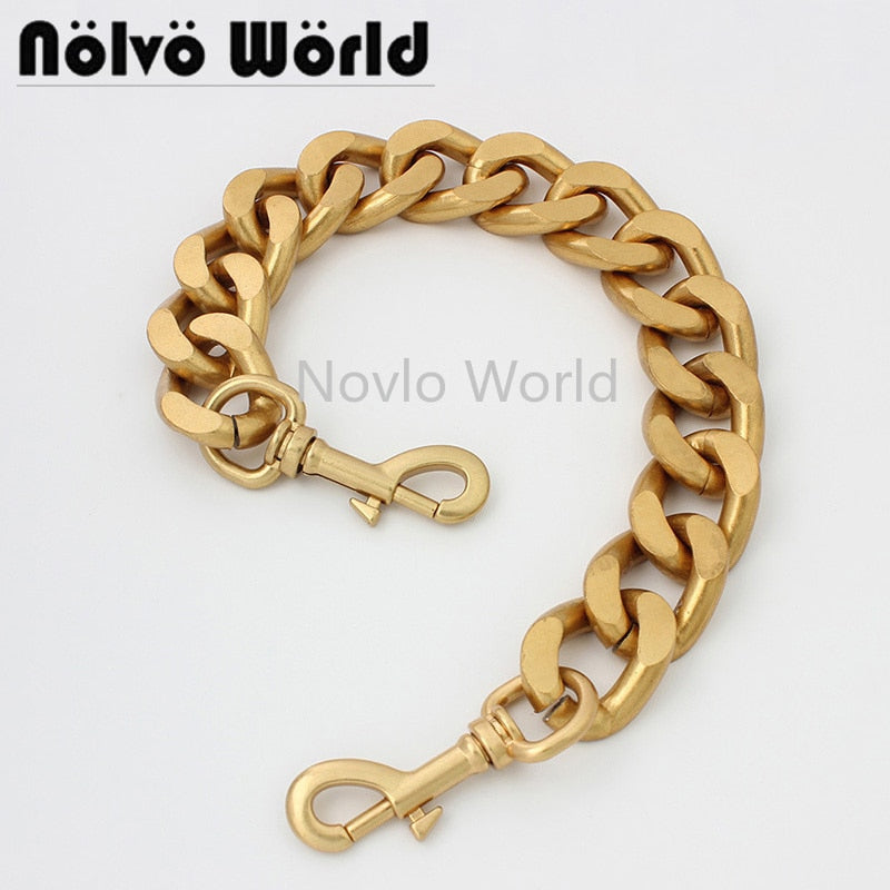 1-5 pieces 30-120cm 34X25mm Oversize Curb Chain Ins Light Alumium Ladies purse bag shoulder straps satin gold chains