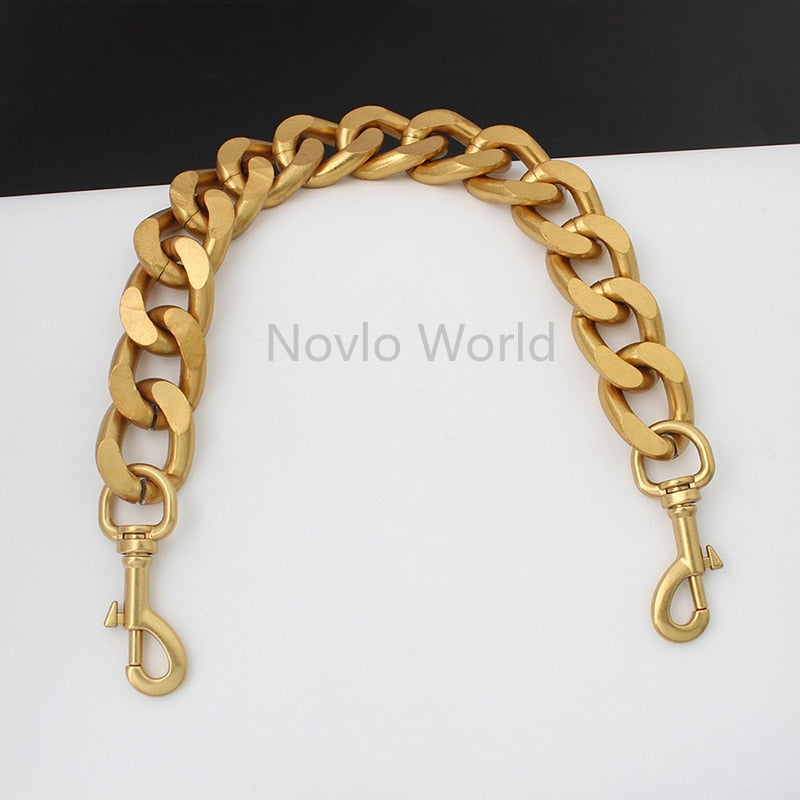 1-5 pieces 30-120cm 34X25mm Oversize Curb Chain Ins Light Alumium Ladies purse bag shoulder straps satin gold chains