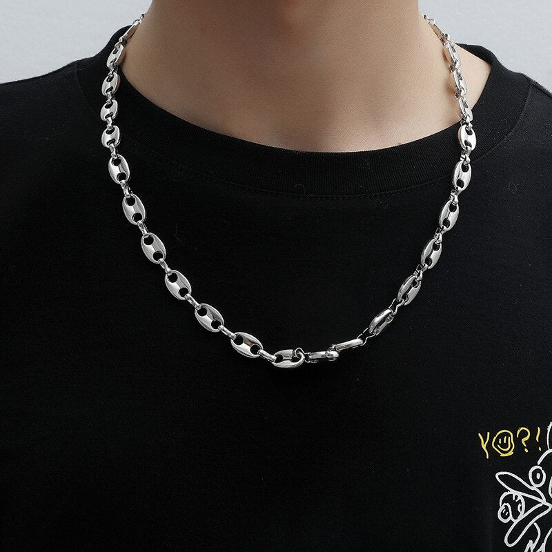 1.5cm * 1cm Coffee Bean Iced CZ pig nose necklace and bracelet men's hip hop jewelry