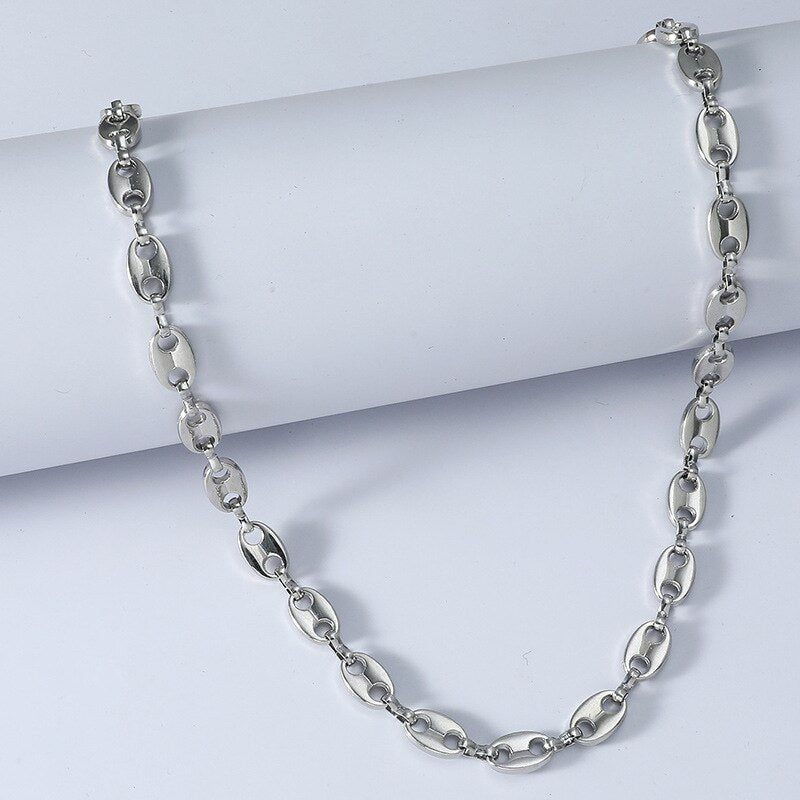 1.5cm * 1cm Coffee Bean Iced CZ pig nose necklace and bracelet men's hip hop jewelry