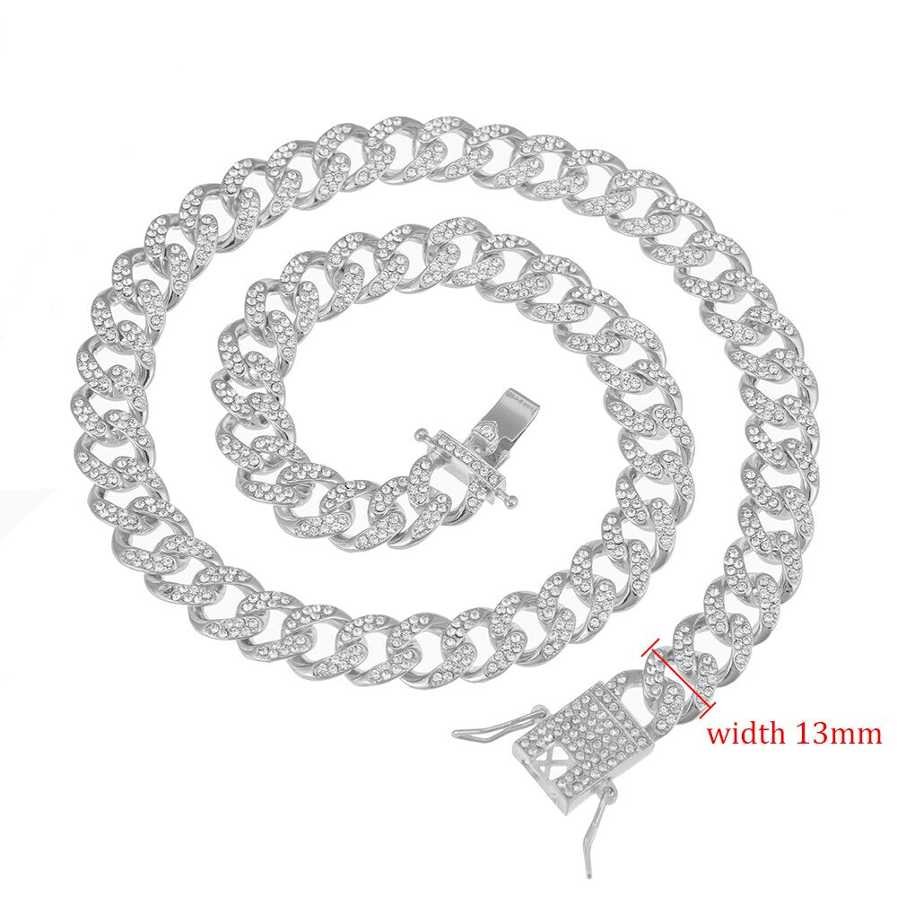 1.5cm Men Chain Neklace Men's Hip-Hop Chains Gold Chain Studded Large Heavy Cuban Chain HIP HOP Jewelry Necklaces Iced Out Chain
