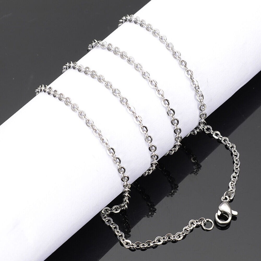 1.5mm Trendy Women Choker Necklace Link Stainless Steel Strong Rolo Chain Girls Necklace Gifts Jewelry 45cm