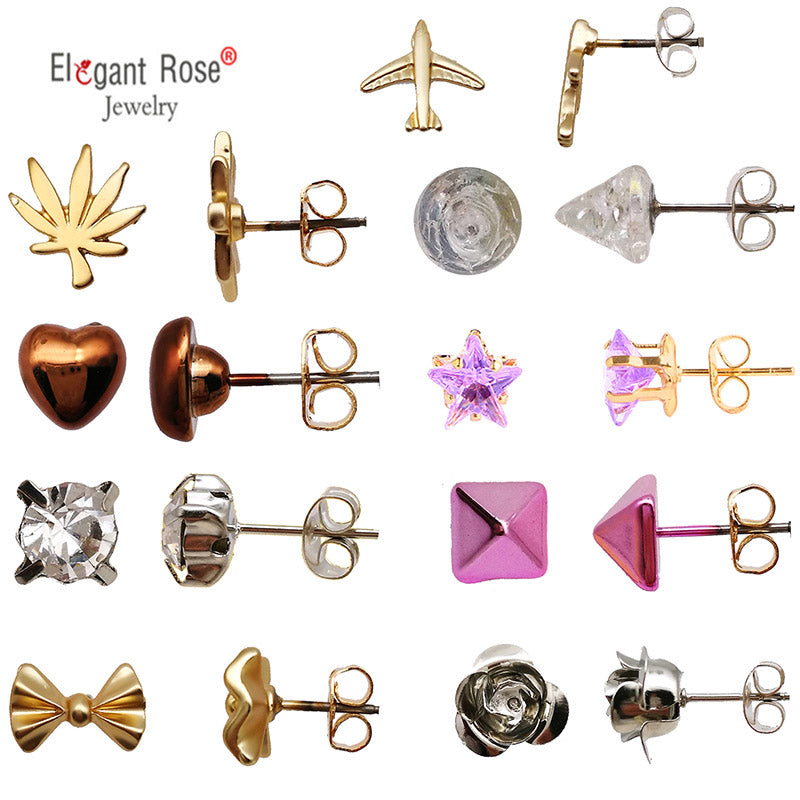 1-9 Pairs Crystal Simulated Pearl Stud Earrings Gold Color Geometric Animal Shape Cut Earrings Set For Girls Boucle D Oreille