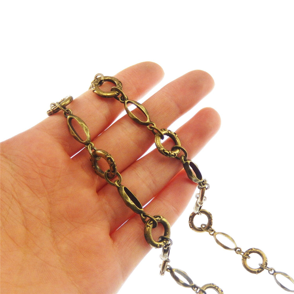 1 Meter/Pack Antique Bronze Vintage Metal Linkchain For Necklace Bracelet Women Hand Bag Chain Jewelry Making Accessory