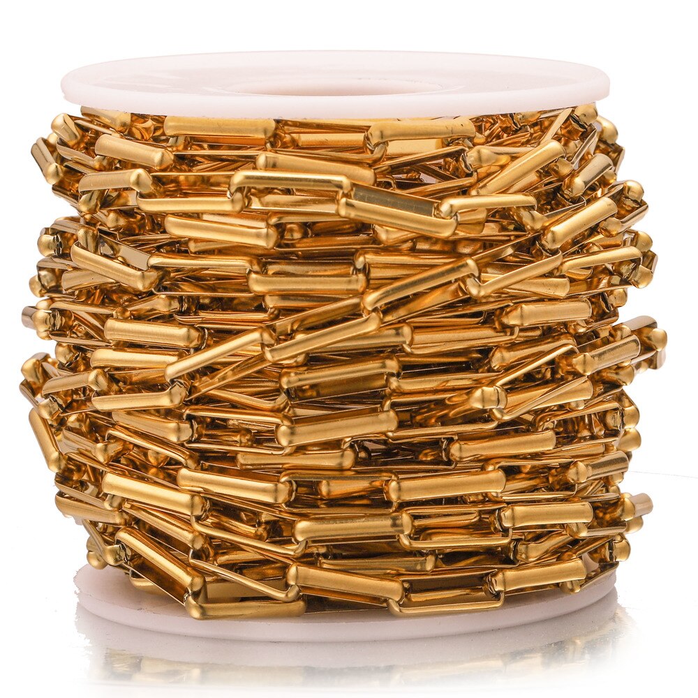 1 Meters 5mm Width Stainless Steel Gold long Square Box Chain for Women Necklace Making DIY Handmade Jewelry Findings