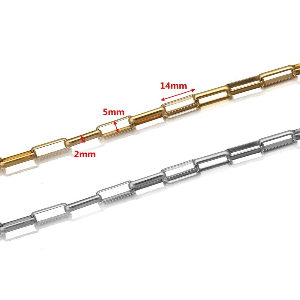 1 Meters 5mm Width Stainless Steel Gold long Square Box Chain for Women Necklace Making DIY Handmade Jewelry Findings