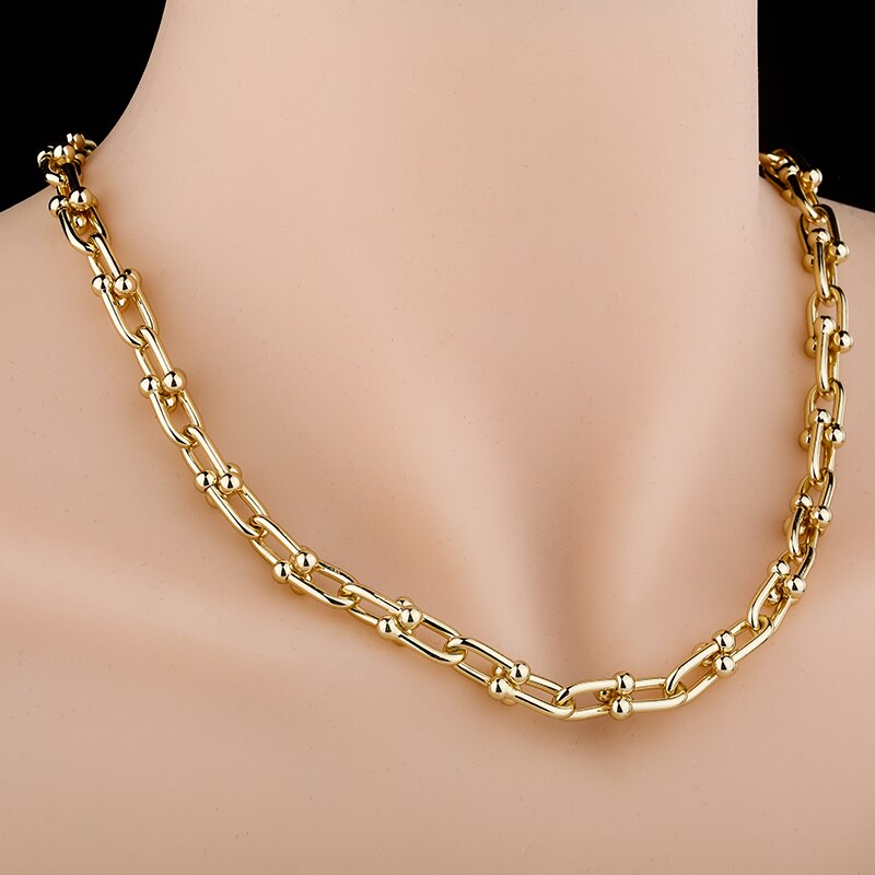 1 Design Chain Choker Necklace with 3 Inch Tail Chain  Copper Hip Hop Jewelry for Gift for Man Women