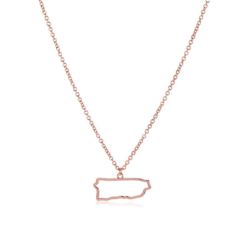 1 Outline North American Puerto Rico island map necklace hollow State geography Country city Hometown souvenir Necklace Jewelry
