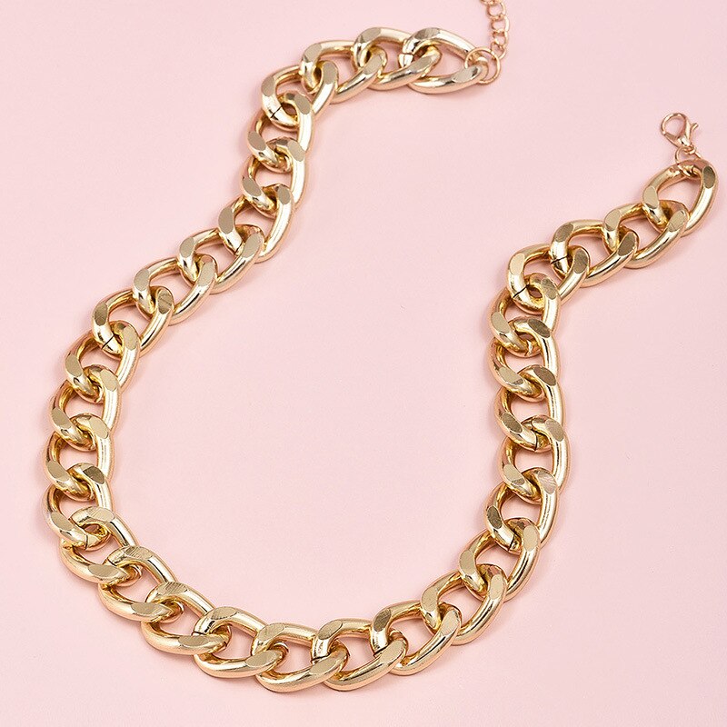 1 PC Personality Punk Gold Chain Necklace for Women Simple Clavicle Chain Necklace Party Jewelry Accessories