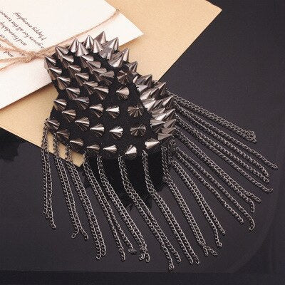 1 Pair Jacket Vintage Brooch Accessories Club Tassel Chain Epaulette Rivet Shoulder Badges Pin Style Evening Party
