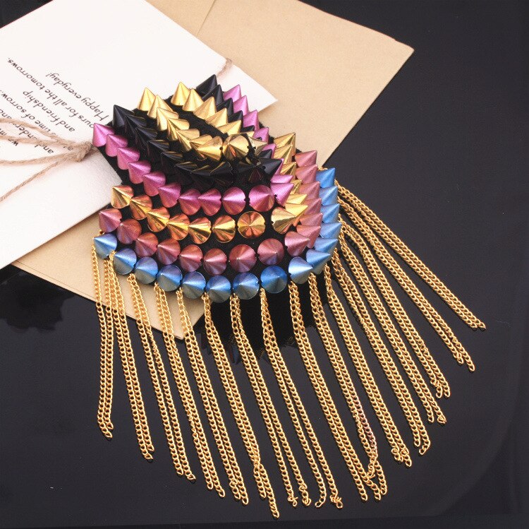 1 Pair Jacket Vintage Brooch Accessories Club Tassel Chain Epaulette Rivet Shoulder Badges Pin Style Evening Party