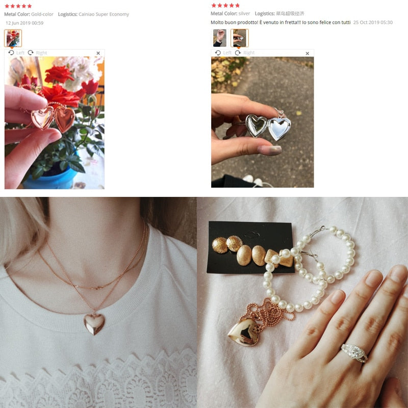 1 Pc Heart Shaped Friend Photo Picture Frame Locket Pendant for Necklace Romantic Jewelry Nice Gift