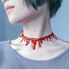 1 Pc Women Girls Necklaces Novelty Punk Red Blood Drip Necklace Fancy Dress Fun Joke Choker Halloween Horror Party Accessories