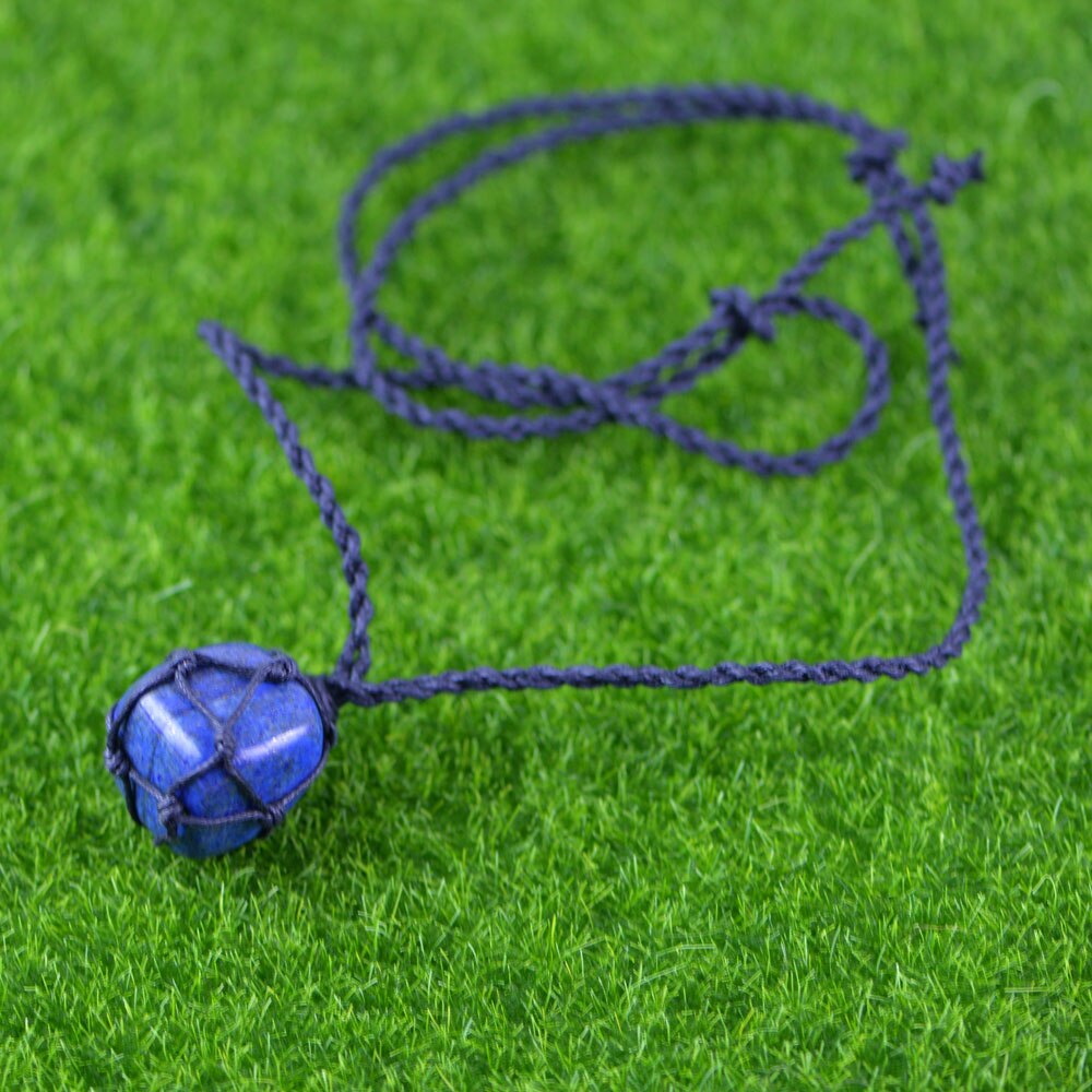 1 Pcs Lapis Macrame Stone Necklace Hemp Rope Natural Men Interchangeable Gem Lapis Stone Pendant Jewelry