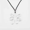 1 Pcs  Open Craft Abstract Large Flower Pendant Necklace Black Faux Suede Cord Chain Long Chain Necklace