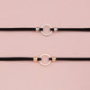 1 Piece Cool Simple Black Color Velvet Choker Necklace Set Satin Gold Color Metal Round Adjustable Size Women Jewelry
