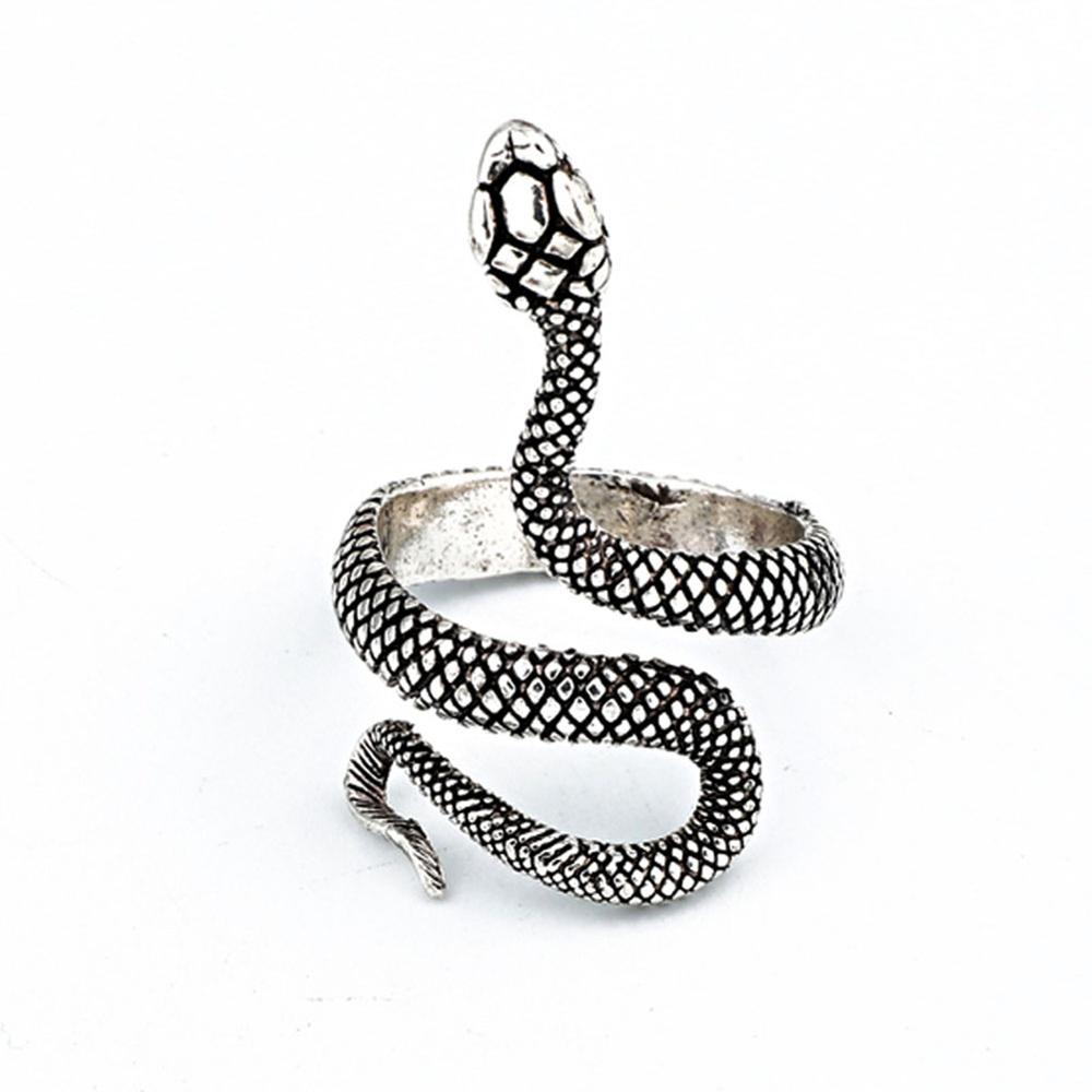 1 Piece European  Retro Punk Exaggerated Spirit Snake Ring  Personality Stereoscopic Opening Adjustable Ring Jewelry