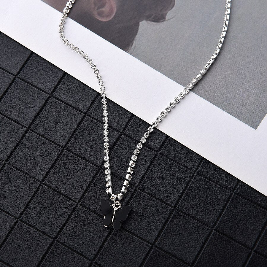 1 Row Rhinestone Tennis Chain Choker Necklace for Women Shine Silver Color Clavicle Neck Accessories Wedding Hip Hop Jewelry