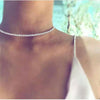 1 Row Rhinestone Tennis Chain Choker Necklace for Women Shine Silver Color Clavicle Neck Accessories Wedding Hip Hop Jewelry
