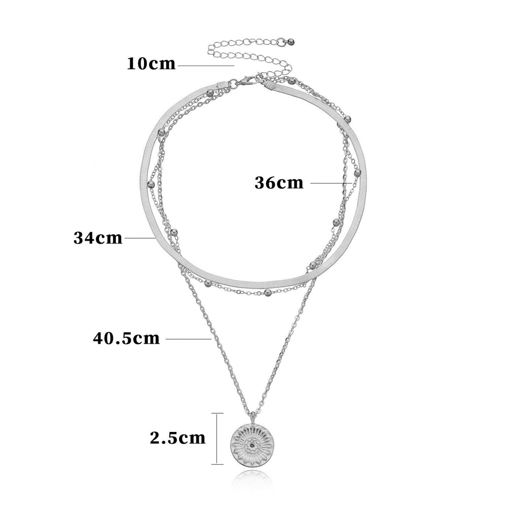 1 Set Fashionable Layered Round Hang Tag Chains Necklaces For Women Girls Trendy Classic Multi-layer Jewelry Gifts