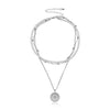 1 Set Fashionable Layered Round Hang Tag Chains Necklaces For Women Girls Trendy Classic Multi-layer Jewelry Gifts