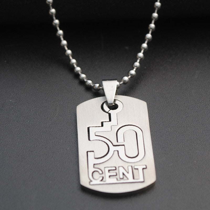 1 Stainless steel digital 50 cent necklace double-layer Chinese number 50 detachable English alphabet initials dollar jewelry