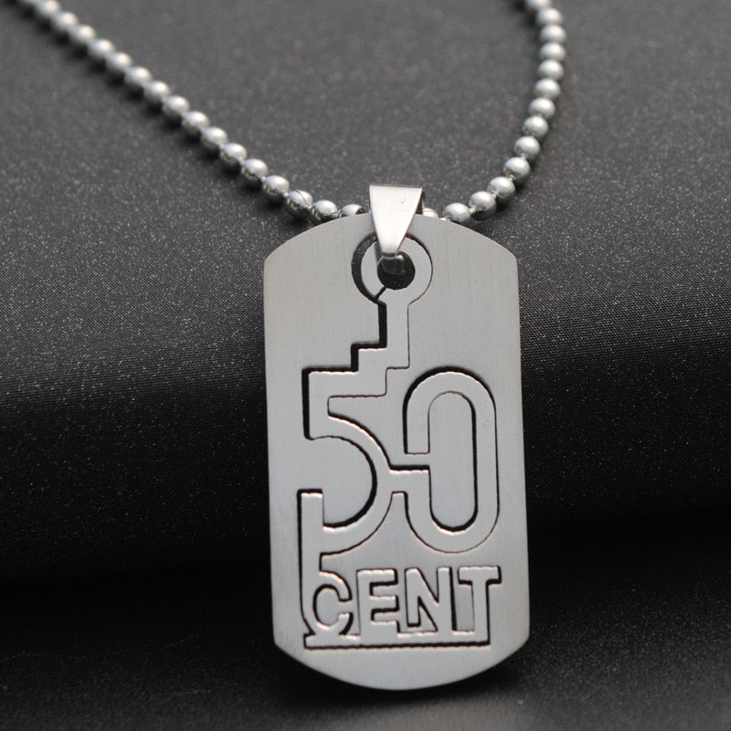 1 Stainless steel digital 50 cent necklace double-layer Chinese number 50 detachable English alphabet initials dollar jewelry