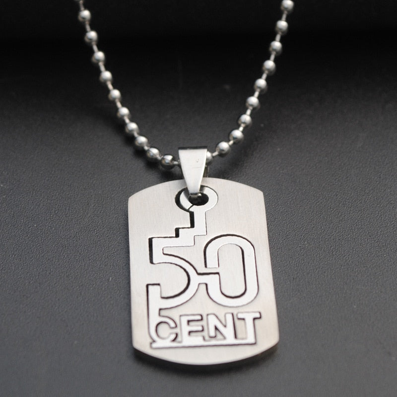 1 Stainless steel digital 50 cent necklace double-layer Chinese number 50 detachable English alphabet initials dollar jewelry
