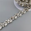 1 feet Leaf Silver Glass Crystal Chain Bling Rhinestone Trim Metal Ribbon Necklace Decoration Wedding Dress Clothing Accessories
