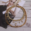 1 pc 4 Layers Gold Color Link Chains Necklaces Crystal Star Charms Choker Necklace Collar Statement Necklace Women Party Jewelry