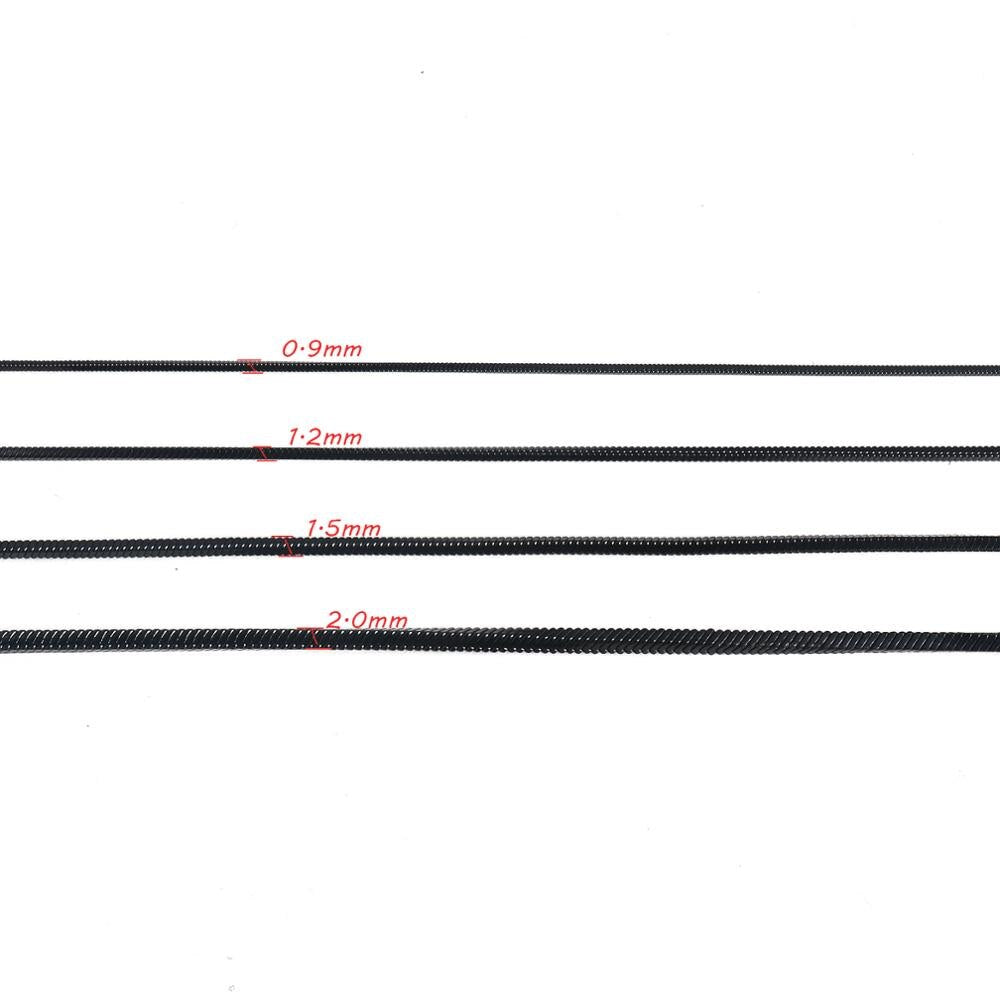 1 piece Black 316 Stainless steel Square Snake Chain Men Women Necklace Jewelry Width 0.9/1.2/1.5/2.0mm