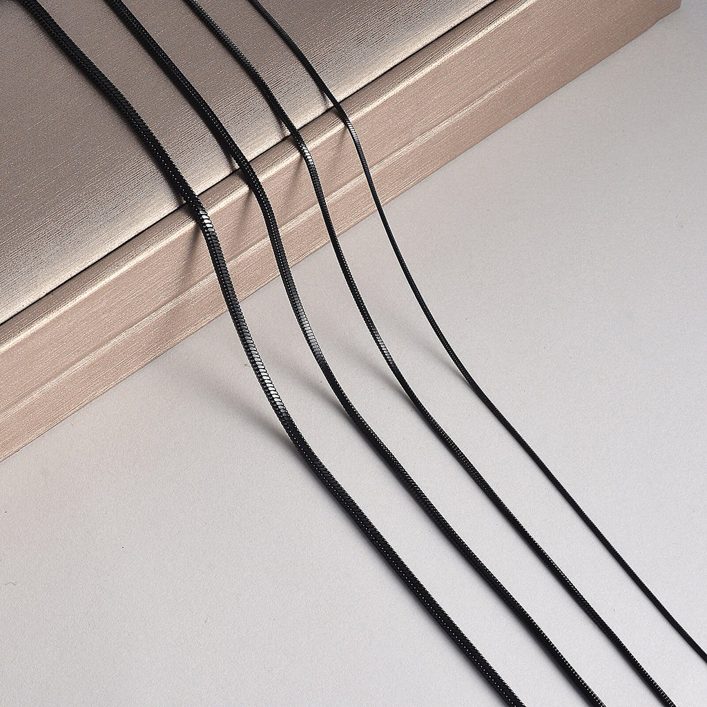 1 piece Black 316 Stainless steel Square Snake Chain Men Women Necklace Jewelry Width 0.9/1.2/1.5/2.0mm